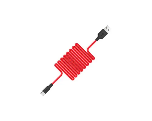 Дата кабель USB 2.0 AM to USB-C 1.0m 2A silicone X21 black+red HOCO (6957531071419)