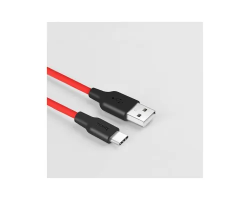 Дата кабель USB 2.0 AM to USB-C 1.0m 2A silicone X21 black+red HOCO (6957531071419)