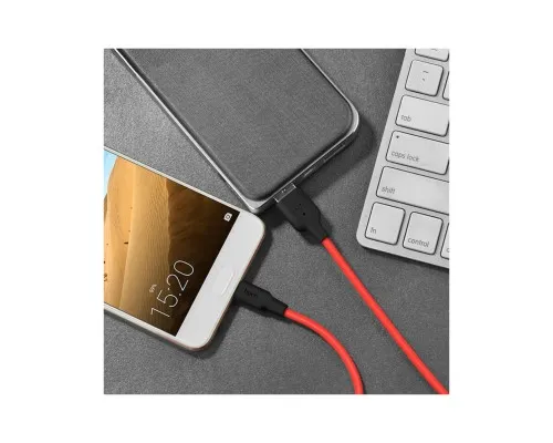 Дата кабель USB 2.0 AM to USB-C 1.0m 2A silicone X21 black+red HOCO (6957531071419)