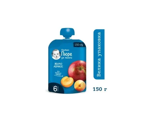 Дитяче пюре Gerber Яблуко і абрикос, 150 г (7613287358950)