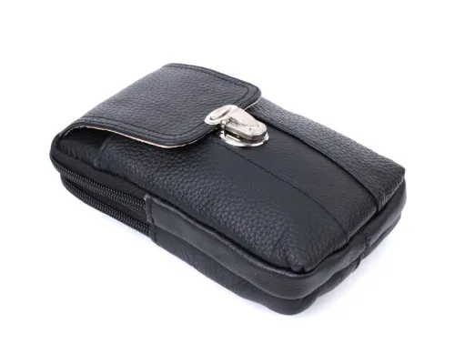 Сумка Vintage На пояс з натуральної шкіри Чорна (22736)