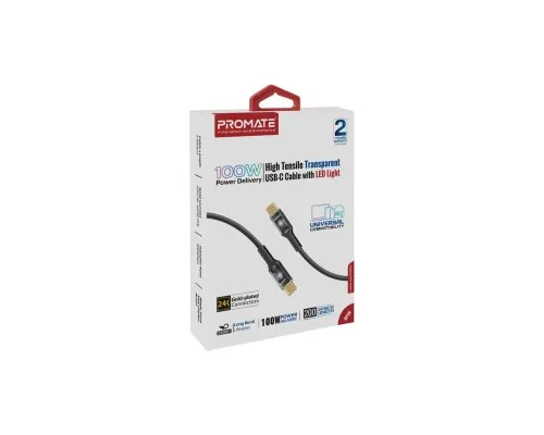 Дата кабель USB-C to USB-C 2.0m Promate (lucidline-cc200.black)
