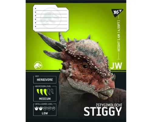 Зошит Yes JURASSIC WORLD Strength and Power А5 12 аркушів клітинка (767663)