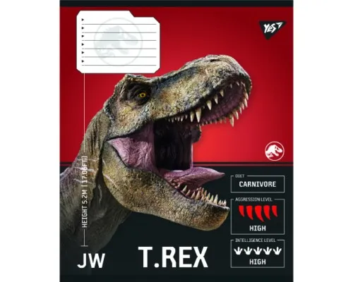 Зошит Yes JURASSIC WORLD Strength and Power А5 12 аркушів клітинка (767663)