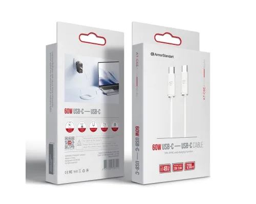 Дата кабель USB-C to USB-C 1.2m TPE 60W white Armorstandart (ARM75872)