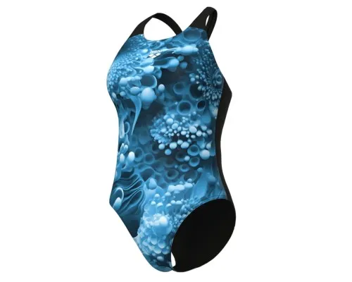 Купальник Arena Blue Flowers Swimsuit V Back 009027-850 синій, чорний 38 (3468337506430)