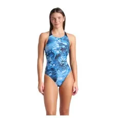 Купальник Arena Blue Flowers Swimsuit V Back 009027-850 синій, чорний 38 (3468337506430)