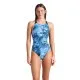 Купальник Arena Blue Flowers Swimsuit V Back 009027-850 синій, чорний 38 (3468337506430)