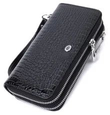 Гаманець ST Leather З лакованої натуральної шкіри Чорний (22693)