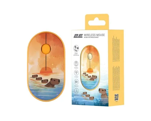 Мишка 2E MF300 CAPYBARASUNSET Silent Wireless/Bluetooth Yellow (2E-MF300WCAPIBARAYW)