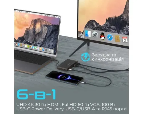 Концентратор Promate USB Hub 6 ports mediahub-c6.black (mediahub-c6.black)