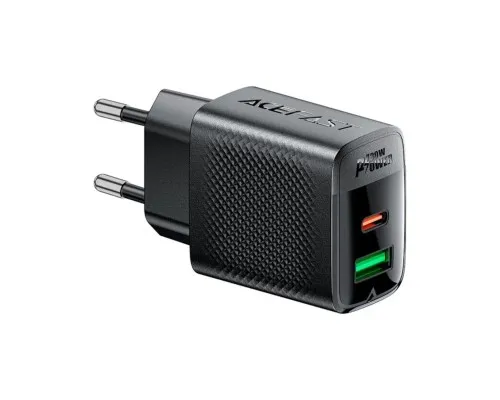 Зарядний пристрій Acefast 2xUSB 30W (USB-C+USB-A) Gan A98 Black (6974316283263)