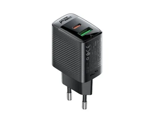 Зарядний пристрій Acefast 2xUSB 30W (USB-C+USB-A) Gan A98 Black (6974316283263)