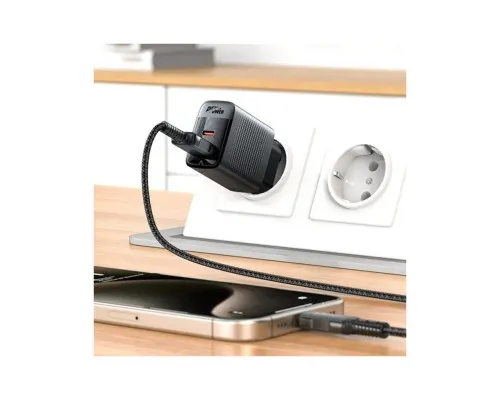 Зарядний пристрій Acefast 2xUSB 30W (USB-C+USB-A) Gan A98 Black (6974316283263)