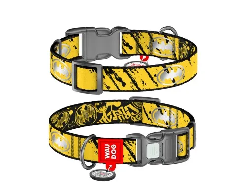 Нашийник для тварин WAUDOG Nylon з QR паспорто "Тінь Бетмена", світловідбивний XL (283-1081)