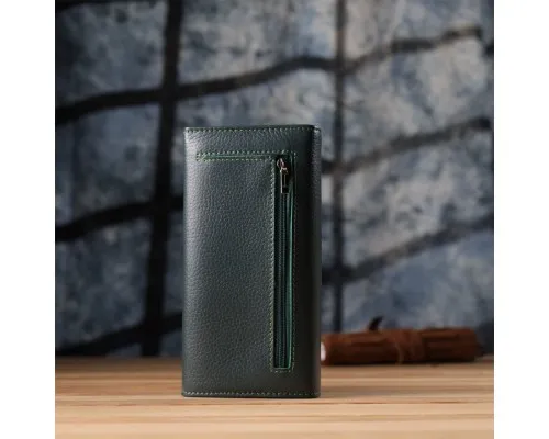 Гаманець ST Leather З натуральної шкіри Зелений (23086)