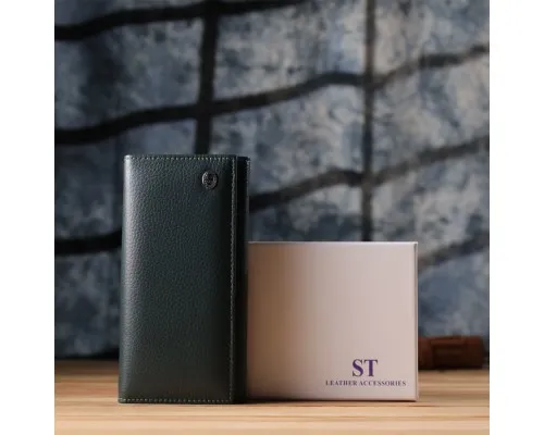 Гаманець ST Leather З натуральної шкіри Зелений (23086)