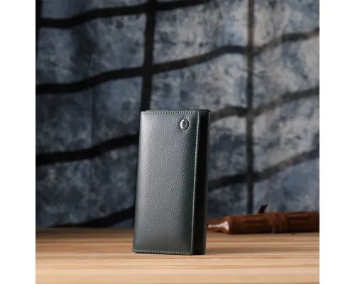 Гаманець ST Leather З натуральної шкіри Зелений (23086)