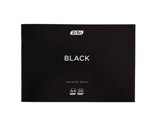 Альбом для малювання ZiBi А4 BLACK, 20 аркушів на скобі (ZB.1423-01)