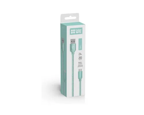 Дата кабель USB 2.0 AM to USB-C 2.0m mint ColorWay (CW-CBUC008-MT)