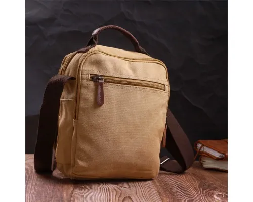 Сумка Vintage На плече з текстилю Пісочна (22229)