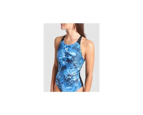 Купальник Arena Blue Flowers Swimsuit V Back 009027-850 синій, чорний 42 (3468337506454)