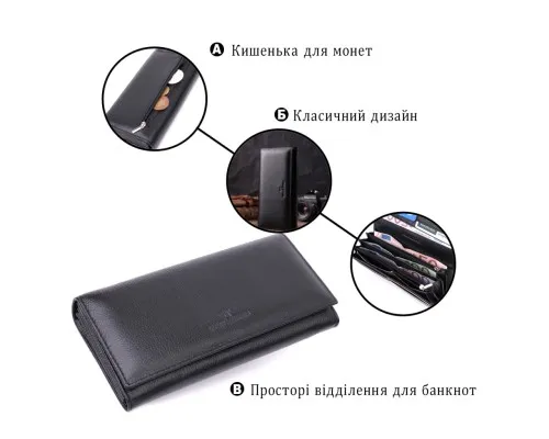 Гаманець ST Leather З натуральної шкіри Чорний (22523)