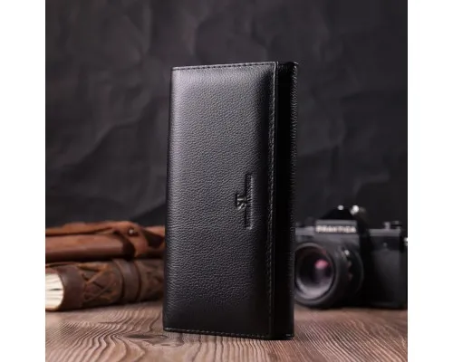 Гаманець ST Leather З натуральної шкіри Чорний (22523)