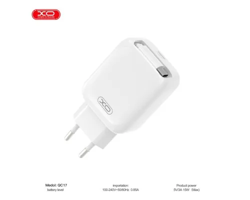 Зарядний пристрій XO 1xUSB-C PD30W GaN + cable USB-C to USB-C (XO-QC17)