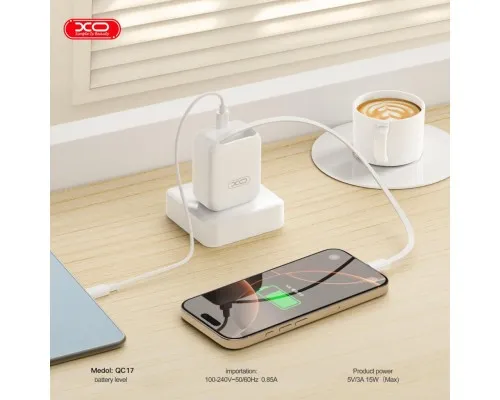 Зарядний пристрій XO 1xUSB-C PD30W GaN + cable USB-C to USB-C (XO-QC17)