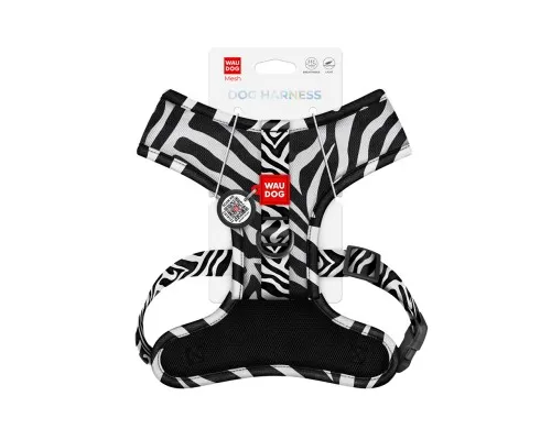 Шлея для собак WAUDOG Mesh дихаюча з QR адресником "Зебра" L (235-0055)