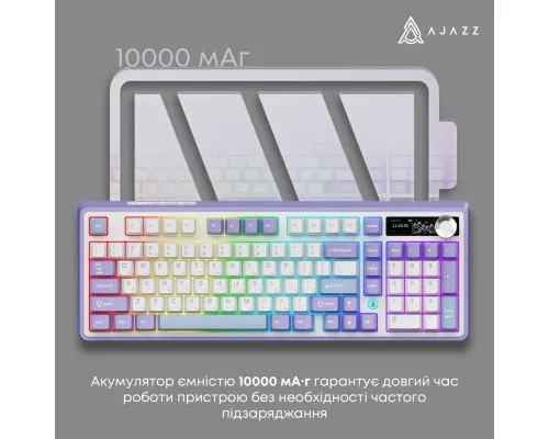 Клавіатура Ajazz Maillard V2 Maillard Switch Wireless/Bluetooth/USB UA Purple/White/Blue (AK980-V2-M-PWB)