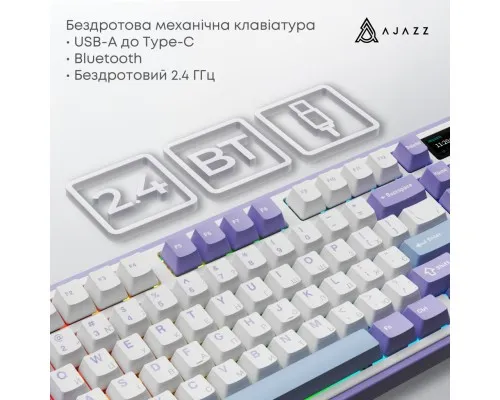 Клавіатура Ajazz Maillard V2 Maillard Switch Wireless/Bluetooth/USB UA Purple/White/Blue (AK980-V2-M-PWB)