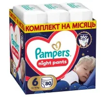 Підгузки Pampers Night Pants Розмір 6 (13-19 кг) 80 шт (8006530320511)