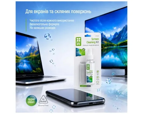 Спрей для очищення ColorWay Screens Cleaning Kit TV/OLED/LED/LCD 60ML + Microfibre (CW-2615)