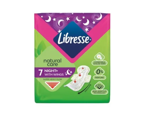 Гігієнічні прокладки Libresse Natural Care Night 7 шт. (7322540611236)