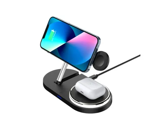 Зарядний пристрій Armorstandart Wireless Charging H102 3 in 1 Magnetic Black (ARM78103)