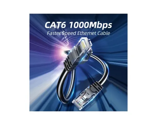 Патч-корд 3м UTP cat 6 RJ45 TopSpeed Ethernet Round Cable Black Essager (EXCWXY-JSC01)