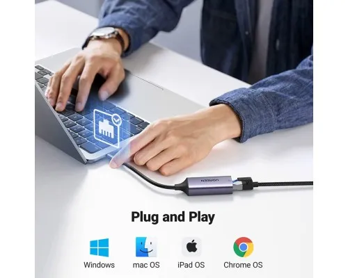 Перехідник USB-C to RJ45 Ethernet 1000Mbps CM199 Ugreen (50737)
