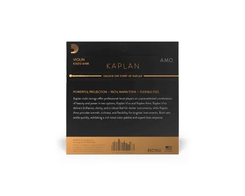 Струни для скрипки D'Addario Kaplan Amo Violin String Set 4/4 Scale Medium Tension (KA310 4/4M)