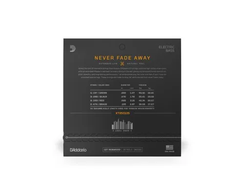 Струни для гітари D'Addario XT Bass Nickel Plated Steel Medium (50-105) (XTB50105)