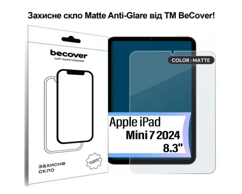 Скло захисне BeCover Matte Anti-Glare Apple iPad Mini 7 2024 (713703)