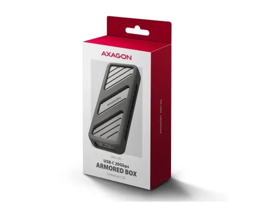 Кишеня зовнішня AXAGON USB-C 20Gbps metal box for M.2 NVMe SSD ARMORED (EEM2-20G)