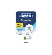 Зубна нитка Oral-B Essential Floss М'ятна Вощена 2 котушки по 50 м (8006530045995)