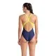 Купальник Arena Breath Swimsuit V Back Lb 008330-760 чорний, жовтий, зелений, синій 38 (3468337422044)