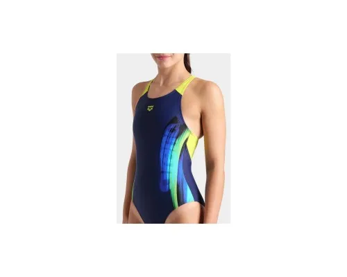 Купальник Arena Breath Swimsuit V Back Lb 008330-760 чорний, жовтий, зелений, синій 38 (3468337422044)