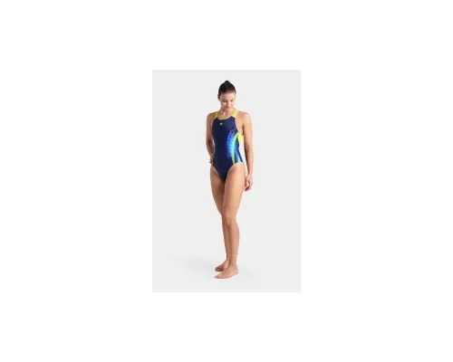 Купальник Arena Breath Swimsuit V Back Lb 008330-760 чорний, жовтий, зелений, синій 38 (3468337422044)