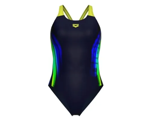 Купальник Arena Breath Swimsuit V Back Lb 008330-760 чорний, жовтий, зелений, синій 38 (3468337422044)