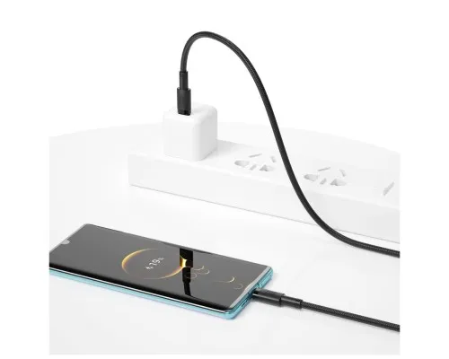Дата кабель USB-C to USB-C 1.0m 100W braided black XO (NBQ199_С_Black)