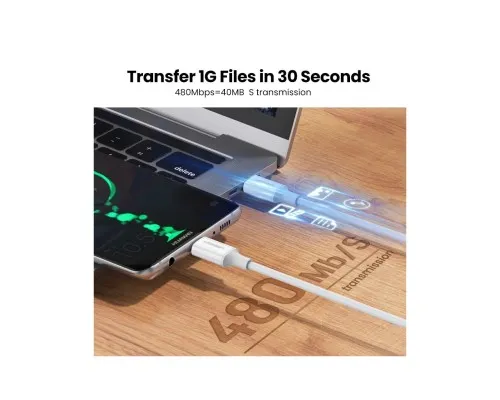 Дата кабель USB-C to USB-C 0.5m 3A 60W US264 white Ugreen (60517)